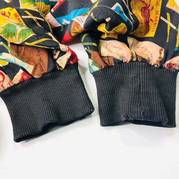 Vintage 1990s Spenser Jeremy Silk Matchbook Print Bomber Jacket Coat - Picture 8 of 8